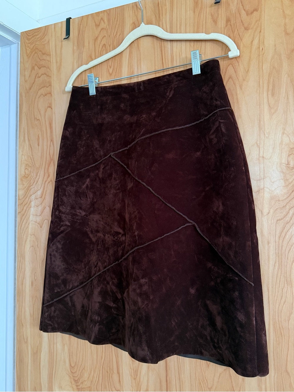 Vintage Dark Brown Suede A-Line Skirt